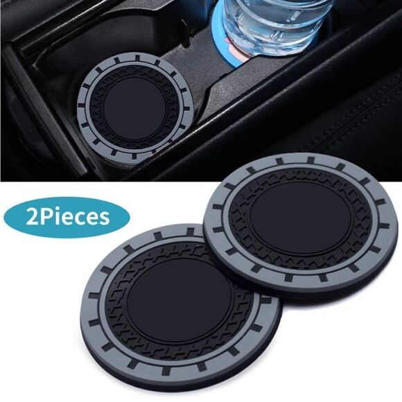 Ford Logo Car Cup Coasters in Black and Gray Set of 2 NWT - Picture 5 of 7